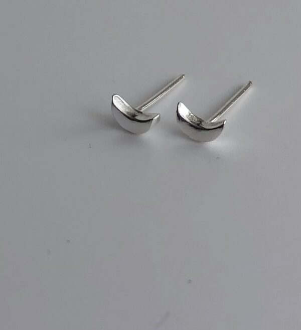 Silver "Crescent Moon" Stud Earrings - Image 2