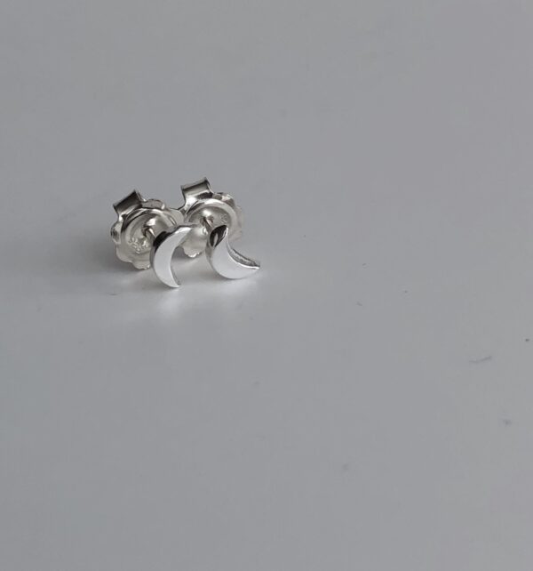 Silver "Crescent Moon" Stud Earrings - Image 3
