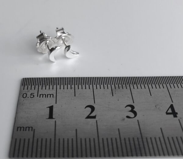 Silver "Crescent Moon" Stud Earrings - Image 5