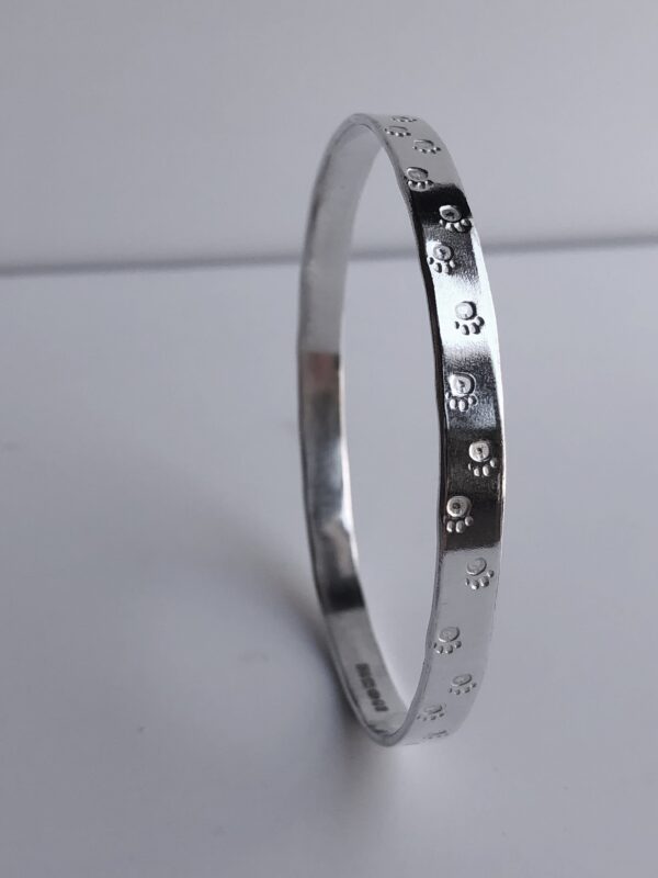 Silver Paw Print Bangle