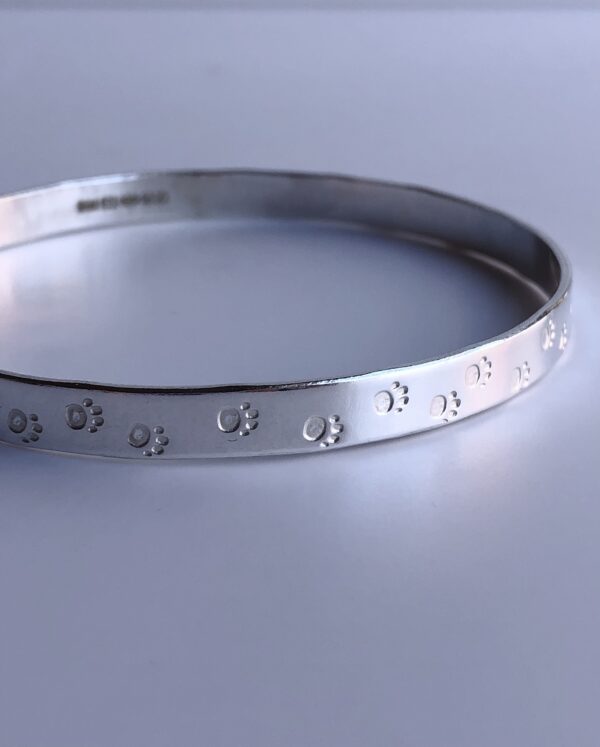 Silver Paw Print Bangle - Image 3