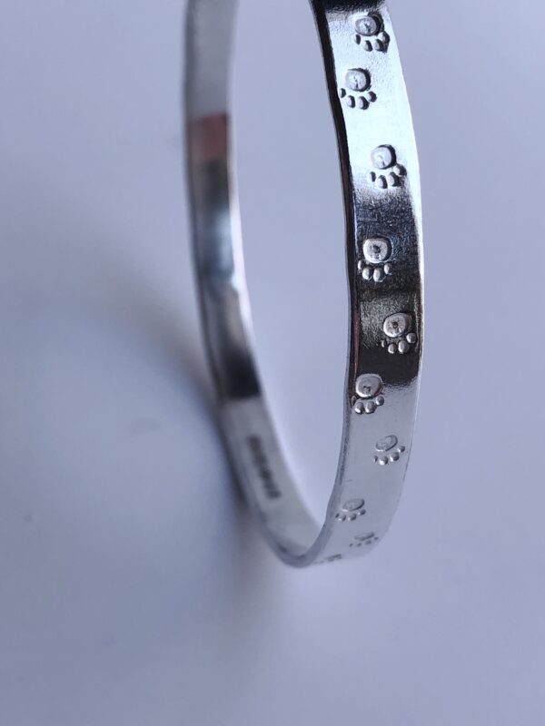 Silver Paw Print Bangle - Image 4