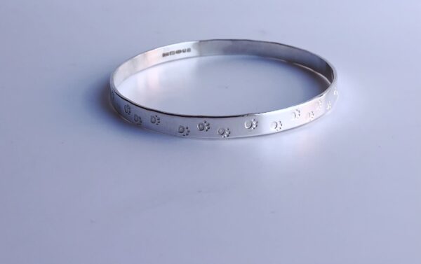 Silver Paw Print Bangle - Image 6