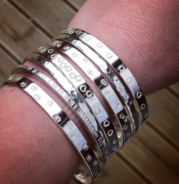 Silver Paw Print Bangle - Image 2